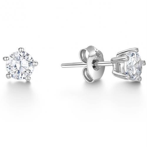 Orecchini Lady Studs In Oro Bianco 14K Con Naturale Diamanti Taglio Rotondo 3.50 Carati