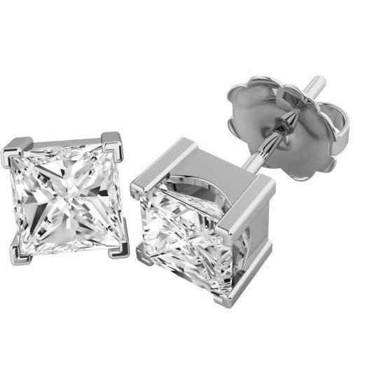 Orecchini Lady Studs In Oro Con Genuino Diamanti Taglio Principessa Scintillante 5 Carati