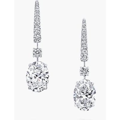 Orecchini Pendenti Da Donna 5.10 Carati Con Naturale Diamanti Scintillanti In Oro Bianco 14K
