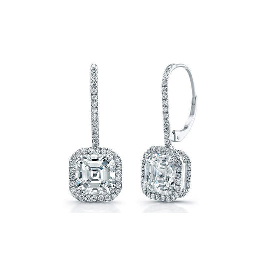 Orecchini Pendenti Da Donna Con Genuino Diamanti Da 4.90 Carati In Oro Bianco 14K