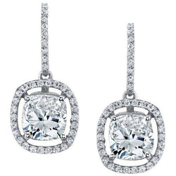 Orecchini Pendenti Da Donna Con Naturale Diamanti Scintillanti Da 4.30 Carati In Oro Bianco 14K