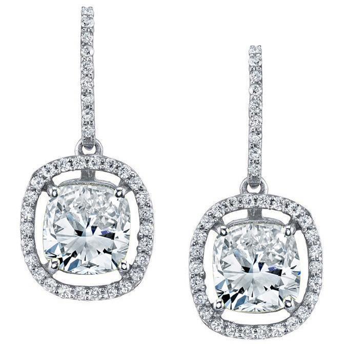 Orecchini Pendenti Da Donna Con Naturale Diamanti Scintillanti Da 4.30 Carati In Oro Bianco 14K
