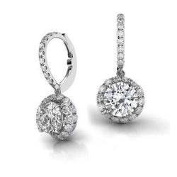 Orecchini Pendenti Da Donna Con Vero Diamanti Da 5.30 Carati In Oro Bianco 14K