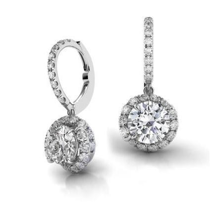 Orecchini Pendenti Da Donna Con Vero Diamanti Da 5.30 Carati In Oro Bianco 14K