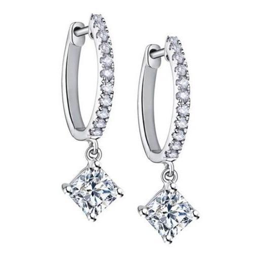 Orecchini Pendenti Da Donna In Oro Bianco Con Naturale Diamanti Scintillanti 2.64 Carati