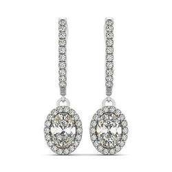 Orecchini Pendenti Da Donna In Oro Bianco Con Vero Diamanti Incastonati 5.50 Carati