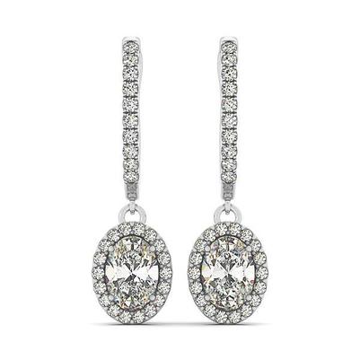 Orecchini Pendenti Da Donna In Oro Bianco Con Vero Diamanti Incastonati 5.50 Carati