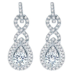 Orecchini Pendenti Da Donna in Oro Bianco 14 Carati Con Scintillanti Diamanti Veri Da 3,60 Carati