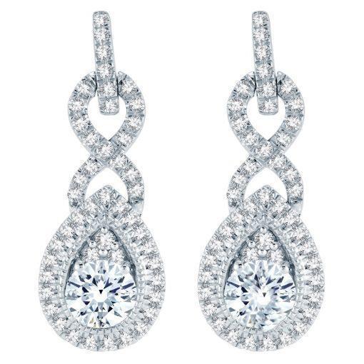 Orecchini Pendenti Da Donna in Oro Bianco 14 Carati Con Scintillanti Diamanti Veri Da 3,60 Carati