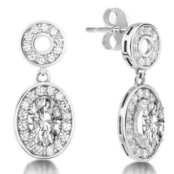 Orecchini Pendenti In Oro Bianco Con Naturale Diamanti A Taglio Rotondo Scintillante Da 4.50 Carati