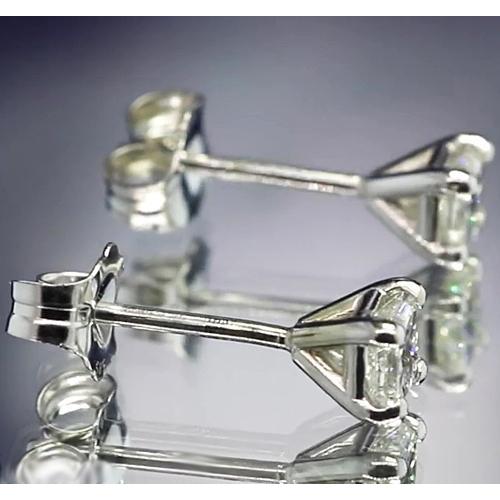 Orecchini Princess Genuino Diamond Stud 1.20 Carati Con Quattro Punte In Oro Bianco