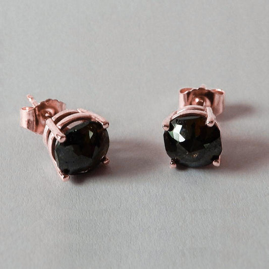 Orecchini a bottone da 4 carati con taglio a cuscino, diamante nero, finitura in oro rosa 14 carati - harrychadent.it