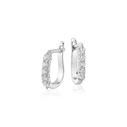 Orecchini a cerchio da donna in oro bianco 14K con diamanti rotondi a taglio brillante da 2 ct