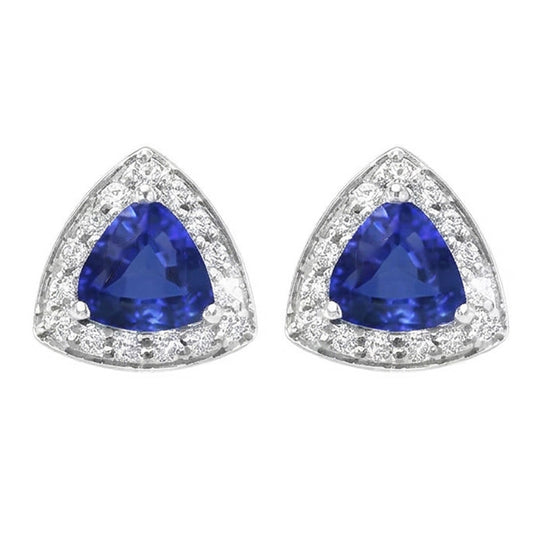 Orecchini a lobo con zaffiro di Ceylon e diamanti da 6,60 carati in oro bianco 14K