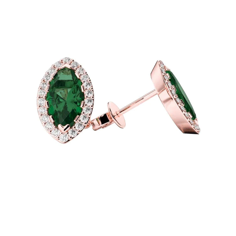 Orecchini a lobo da donna con montatura a polo 4.90 carati Verde smeraldo con diamante