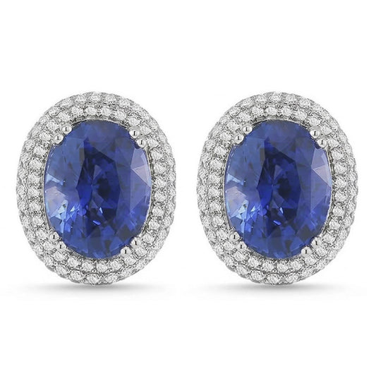 Orecchini da donna con zaffiro 7 carati e diamanti in oro bianco 14K