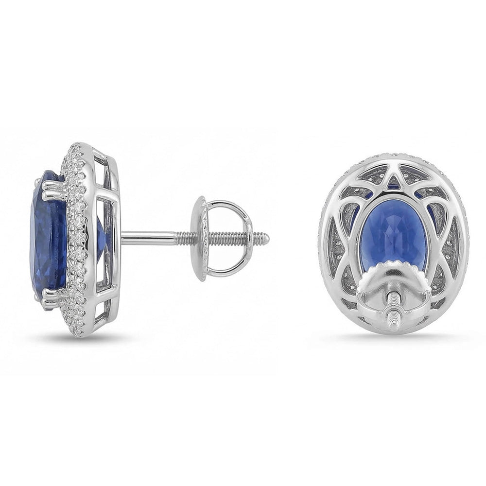 Orecchini da donna con zaffiro 7 carati e diamanti in oro bianco 14K