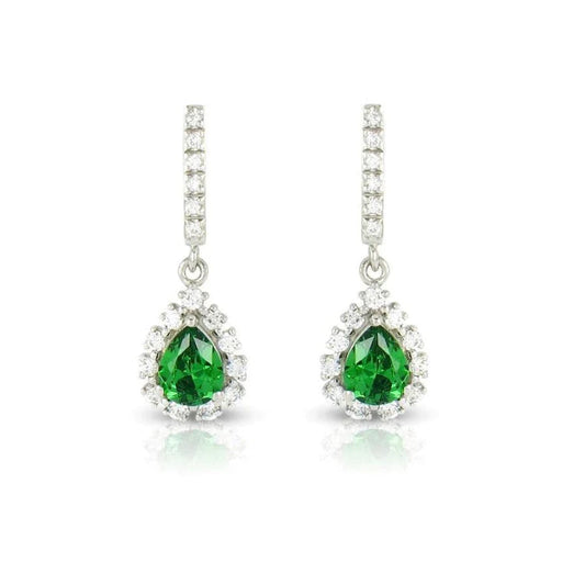 Orecchini pendenti con Verde smeraldo AAA con diamante Vvs1 da 6,35 ct. Oro bianco 14K