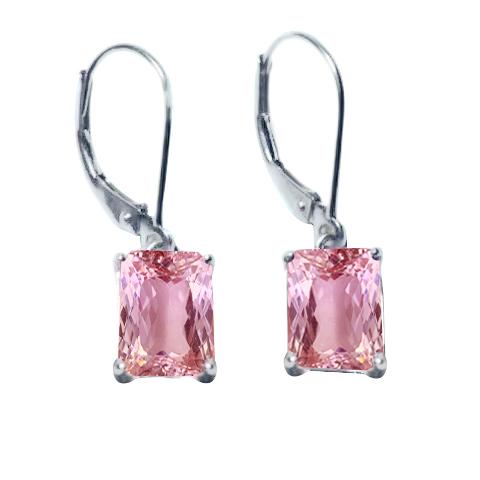 Orecchini pendenti da donna in oro bianco 14 carati con kunzite rosa da 28 ct - harrychadent.it