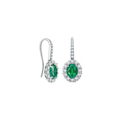 Orecchini pendenti in oro bianco con Verde smeraldo da 4.94 carati e diamanti