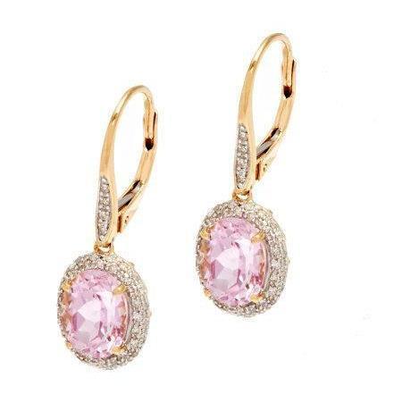 Orecchini pendenti in oro giallo 14 kt con kunzite rosa e diamanti 14 ct - harrychadent.it