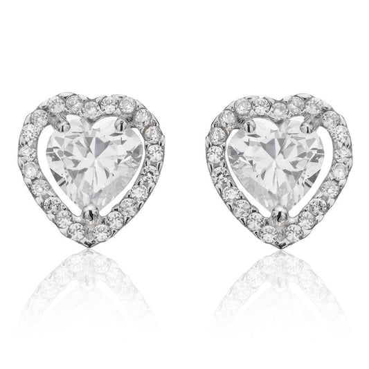 Orecchini A Bottone A Forma Di Cuore E Genuino Diamanti Taglio Rotondo Da 2.40 Carati