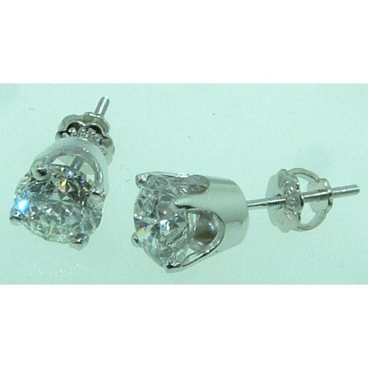 Orecchini A Bottone Con Genuino Diamanti 2.50 Ct. Gioielli Da Donna In Platino