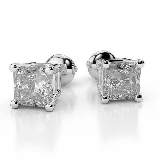 Orecchini A Bottone Da Donna In Oro Bianco 14K Con Naturale Diamanti Taglio Radiante 4,00 Ct