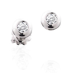 Orecchini A Bottone Da Donna In Oro Bianco Con Genuino Diamanti Tondi Taglio Brillante Da 1,30 Ct
