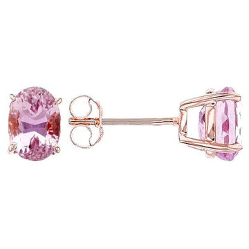 Orecchini A Bottone Da Donna Kunzite In Oro Rosa 14K 12 Ct