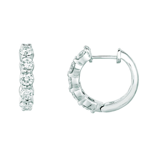 Orecchini A Cerchio Con Genuino Diamanti 1.51 Carati 14K Bianco