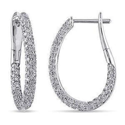 Orecchini A Cerchio Con Naturale Diamanti Taglio Rotondo 6 Carati In Oro Bianco 14K