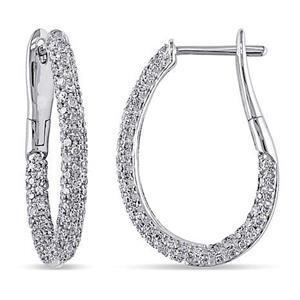 Orecchini A Cerchio Con Naturale Diamanti Taglio Rotondo 6 Carati In Oro Bianco 14K