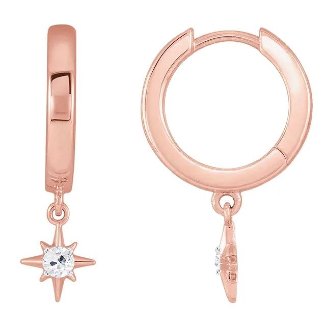 Orecchini A Cerchio Con Vero Diamanti 1 Carato Vecchio Minatore Stile Stella Scintillante In Oro Rosa