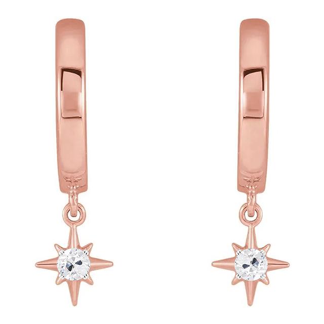 Orecchini A Cerchio Con Vero Diamanti 1 Carato Vecchio Minatore Stile Stella Scintillante In Oro Rosa