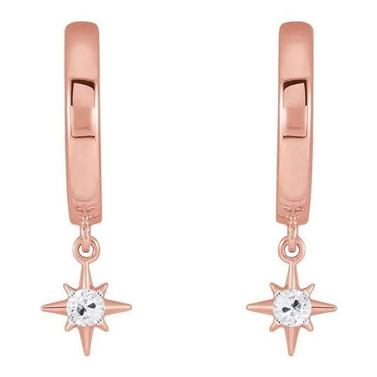 Orecchini A Cerchio Con Vero Diamanti 1 Carato Vecchio Minatore Stile Stella Scintillante In Oro Rosa