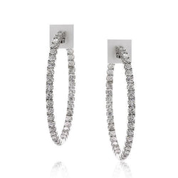 Orecchini A Cerchio Da Donna Con Genuino Diamanti A Taglio Rotondo F Vvs1 In Oro Bianco 14K 3,10 Ct
