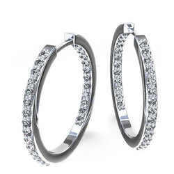 Orecchini A Cerchio Da Donna Con Genuino Diamanti Tondi Taglio Brillante 5.80 Carati Oro 14K