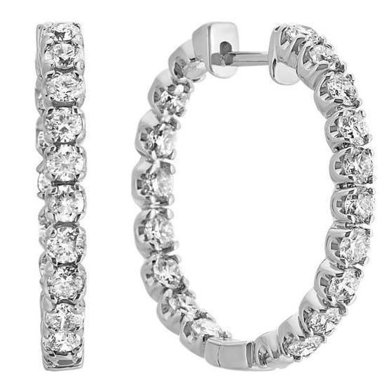 Orecchini A Cerchio Da Donna Con Vero Diamanti A Taglio Rotondo Da 4,90 Carati Scintillanti, Oro 14K