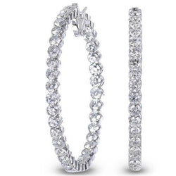 Orecchini A Cerchio Da Donna In Oro Bianco 14K Con Vero Diamanti Taglio Brillante Da 7 Ct