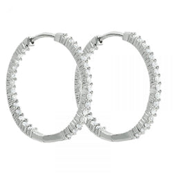 Orecchini A Cerchio Da Donna In Oro Bianco 14K F Vvs1 Taglio Rotondo Con Naturale Diamanti Ct 2,90
