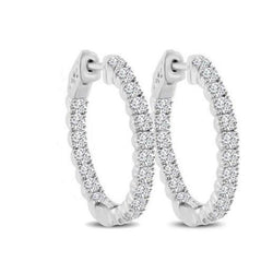 Orecchini A Cerchio Da Donna In Oro Bianco Con Naturale Diamanti Scintillanti A Taglio Rotondo Da 6,40 Ct