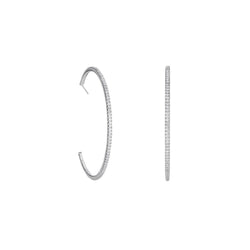 Orecchini A Cerchio Da Donna, 3,40 Carati, Genuino Diamanti A Taglio Rotondo, Oro Bianco 14K