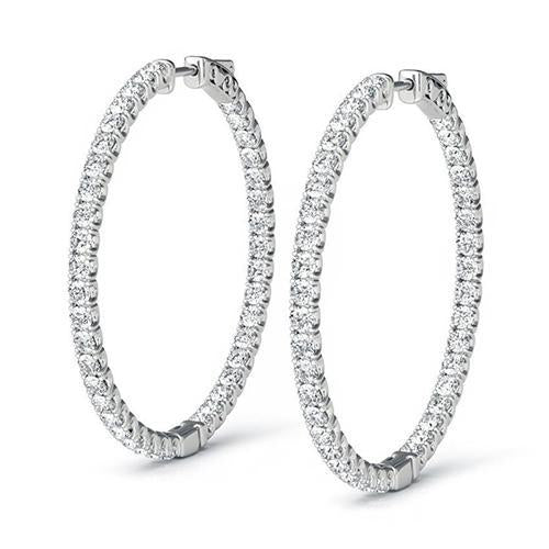 Orecchini A Cerchio Da Donna, Taglio Brillante, Naturale Diamanti, 4,80 Ct