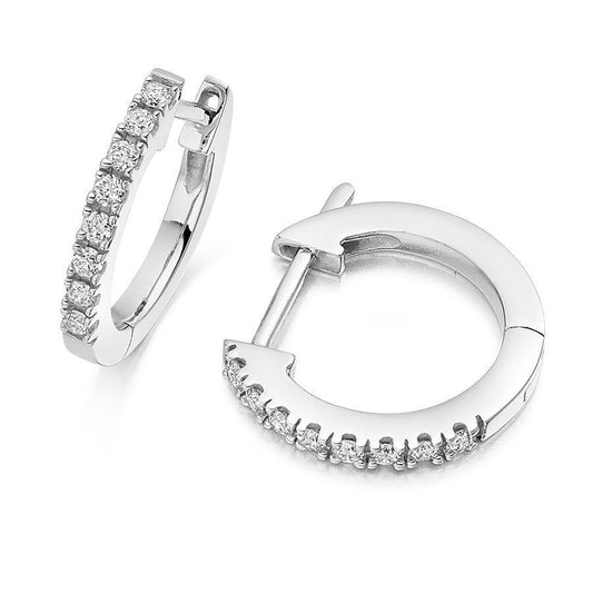 Orecchini A Cerchio Da Donna, Taglio Rotondo, 1,90 Carati, Genuino Diamanti, Oro Bianco 14K