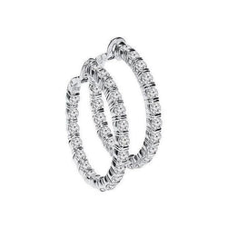 Orecchini A Cerchio Da Donna, Taglio Rotondo, 4,70 Carati, Naturale Diamanti, Oro Bianco 14K