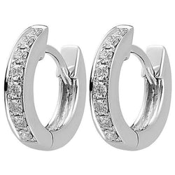 Orecchini A Cerchio In Oro Bianco 14K Ave Con 2,40 Ct Di Naturale Diamanti A Taglio Rotondo