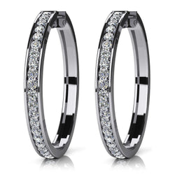 Orecchini A Cerchio In Oro Bianco 14K Con Genuino Diamanti Taglio Rotondo Piccolo 2,00 Carati