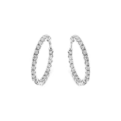 Orecchini A Cerchio In Oro Bianco 14K Con Taglio Rotondo E Vero Diamanti Da 4.50 Carati Novità