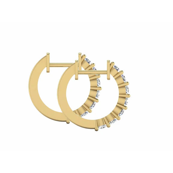 Orecchini A Cerchio In Oro Giallo Con Vero Diamanti Rotondi Prong 0.75 Pollici 2.10 Carati